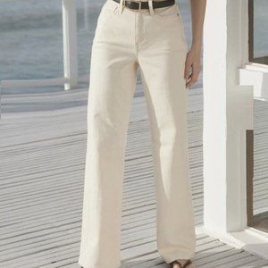 $245 Ayr The Secret Sauce Is Comfort Stretch Wide Leg Jean In Sandstone Size 28